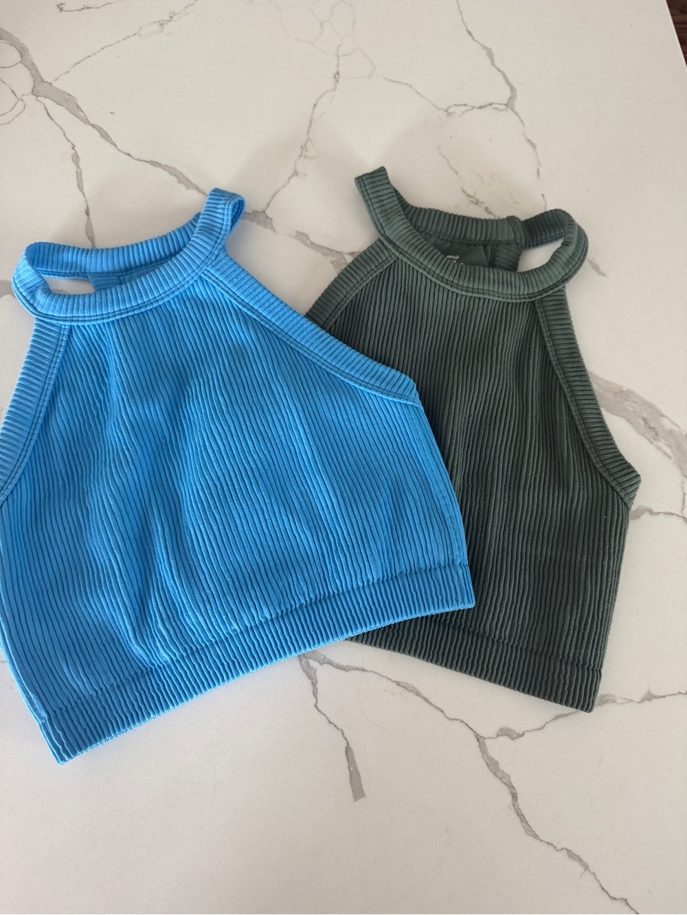 aerie Bright Blue, green Ribbed Tank Top *Bundle* Size Medium